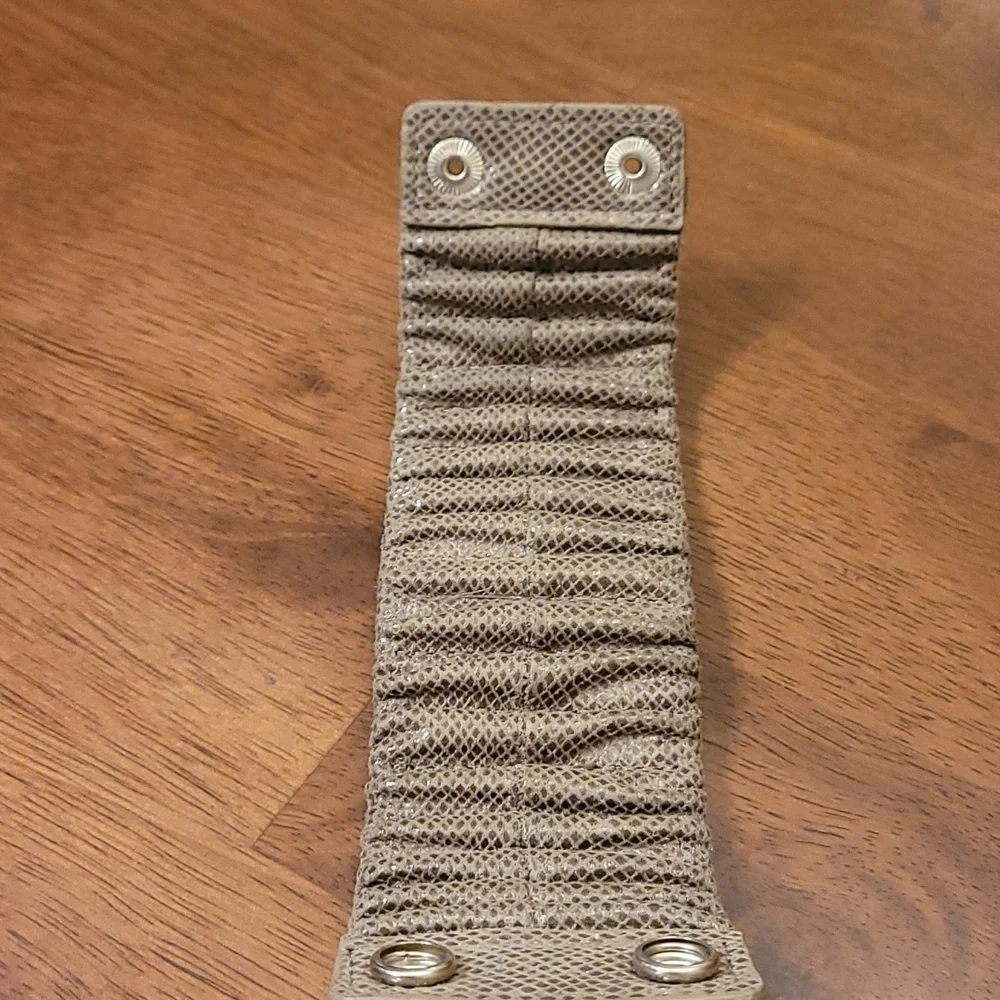 .Faux leather bracelet.  Snap closure,  8 inches,  silver metal studs. - Picture 3 of 6